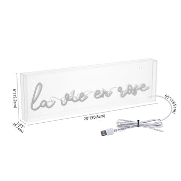 La Vie En Rose Contemporary Glam Acrylic Box USB Operated LED Neon Light - JONATHAN Y